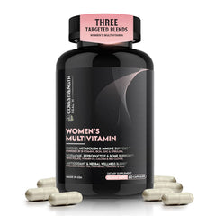 CoreStrength Health Women's Multivitamin supplement bottle with softjel capsules.