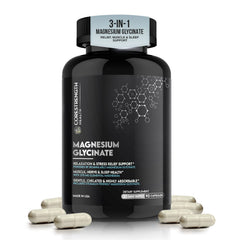 Magnesium Glycinate | Chelated Magnesium for Superior Absorption | 90 Capsules | Relaxation, Muscle Function & Sleep Support | Vegan, Non GMO, Gluten Free | by CoreStrength Health