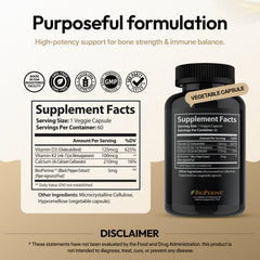 Vitamin D3 5000 IU with Vitamin K2 MK7 | Supports Calcium Absorption & Bone Health | Immune Support* | High Potency D3 + K2 Formula | 60 Capsules  | CoreStrength Health