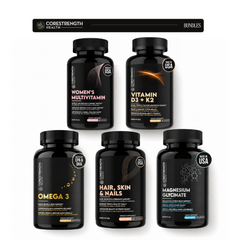 5-in-1 Bundle Hair Skin Nails D3 K2 Omega 3 Women's Multivitamin Magnesium