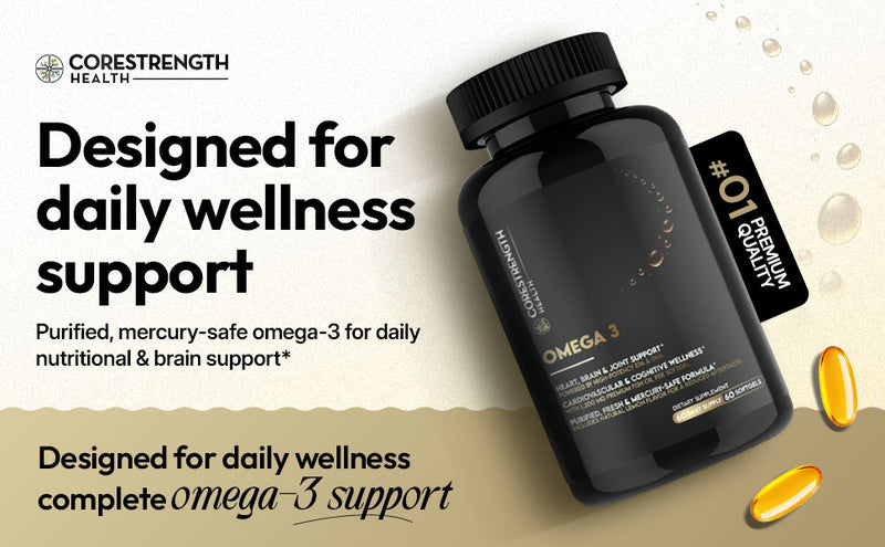 Omega 3 Fish Oil 1200 mg | 720 mg EPA & DHA per Softgel | Heart, Brain & Joint Support | Highly Absorbable Triglyceride Form Fish Oil | Purified & Mercury Safe | 60 Softgels, CoreStrength Health