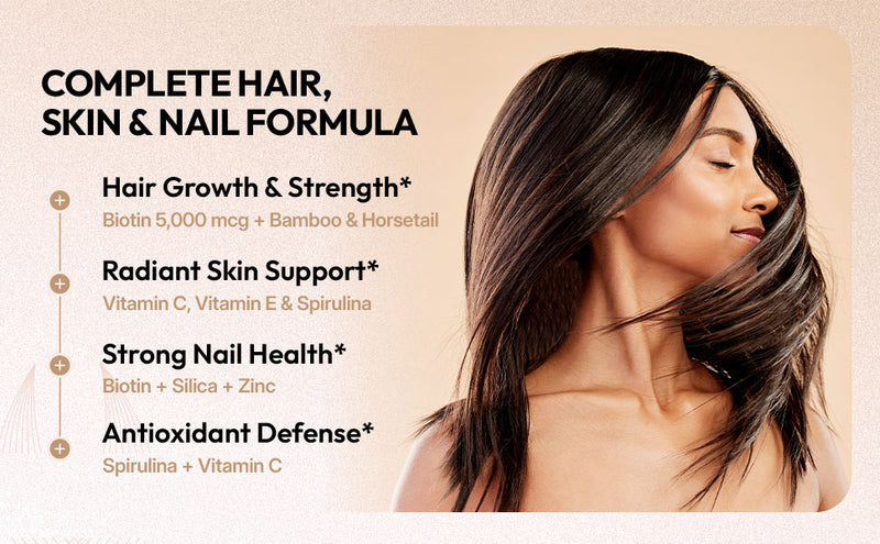 Hair Skin & Nails Supplement 5000 mcg Biotin with Collagen & Keratin | Supports Healthy Hair Skin & Nails | Beauty Support for Women & Men | Non GMO | 60 Capsules | CoreStrength Health