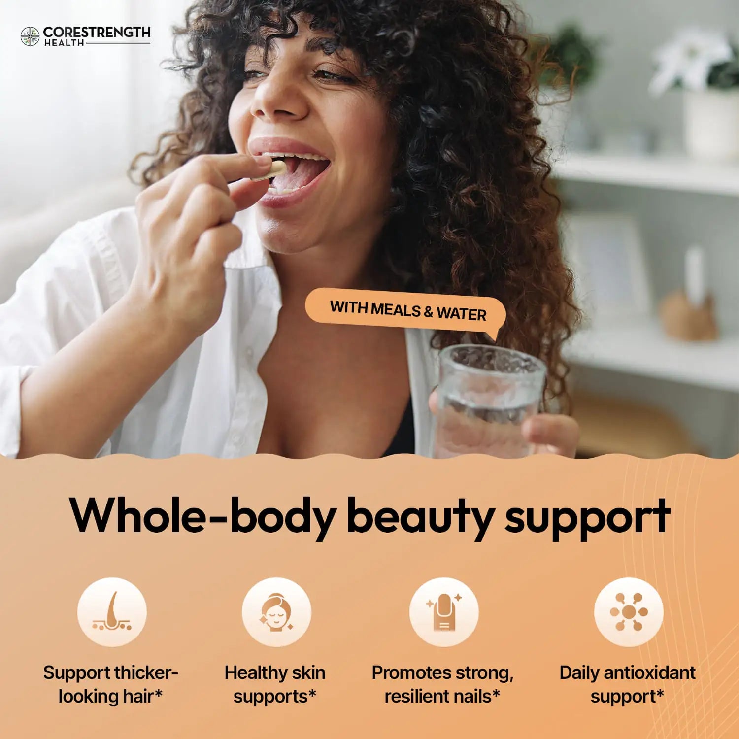 Hair Skin & Nails Supplement 5000 mcg Biotin with Collagen & Keratin | Supports Healthy Hair Skin & Nails | Beauty Support for Women & Men | Non GMO | 60 Capsules | CoreStrength Health