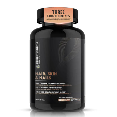Hair Skin & Nails Supplement 5000 mcg Biotin with Collagen & Keratin | Supports Healthy Hair Skin & Nails | Beauty Support for Women & Men | Non GMO | 60 Capsules | CoreStrength Health