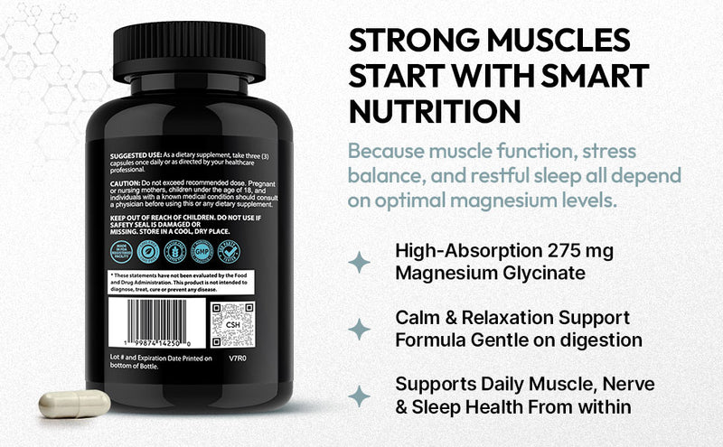 Magnesium Glycinate | Chelated Magnesium for Superior Absorption | 90 Capsules | Relaxation, Muscle Function & Sleep Support | Vegan, Non GMO, Gluten Free | by CoreStrength Health