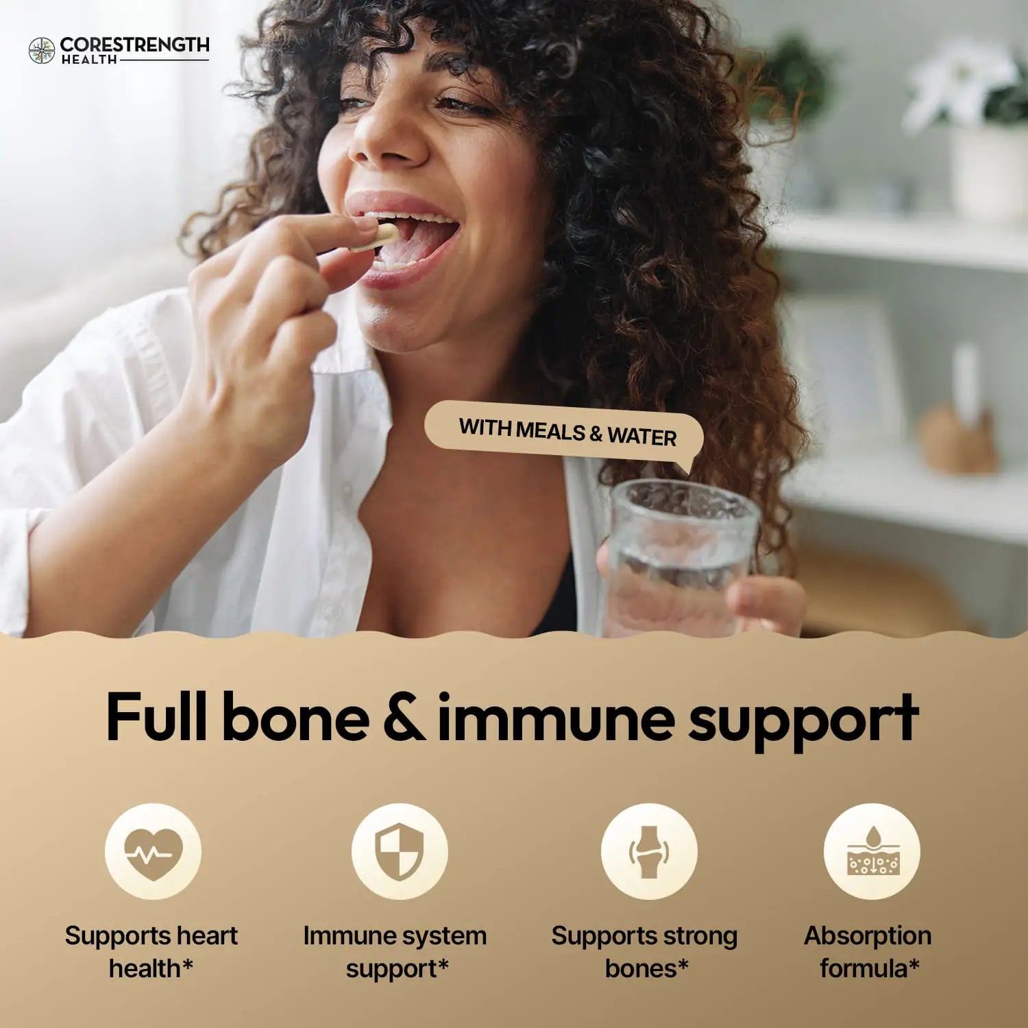 Vitamin D3 5000 IU with Vitamin K2 MK7 | Supports Calcium Absorption & Bone Health | Immune Support* | High Potency D3 + K2 Formula | 60 Capsules | Made in USA | CoreStrength Health