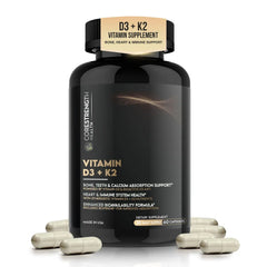 Vitamin D3 5000 IU with Vitamin K2 MK7 | Supports Calcium Absorption & Bone Health | Immune Support* | High Potency D3 + K2 Formula | 60 Capsules | Made in USA | CoreStrength Health